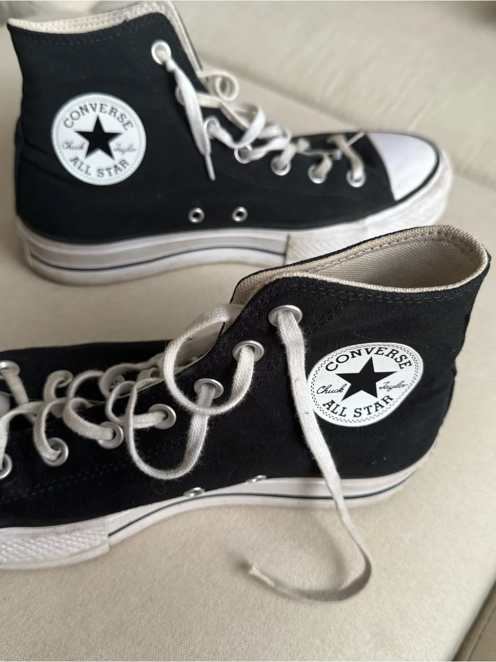 Platform Converse Black & White High Top Sneakers